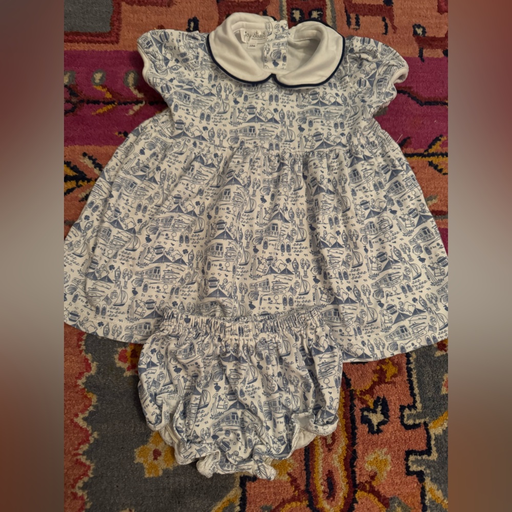 Joy Street Boston Blue and White Kids Dress with bloomers